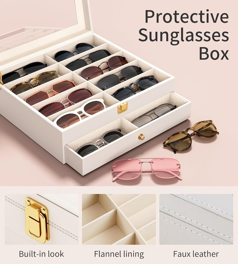 NEWLOOP Store 20 Slots Sunglass Organizer for Women Men Multiple Pairs of Sunglasses Storage Box See-Through Display Show Case - Image 3